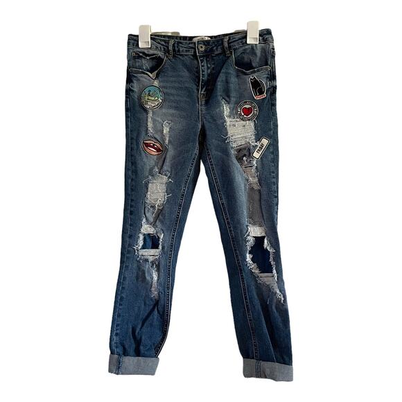 FOREVER 21 Women's Distressed Ripped Denim Jeans - Picture 2 of 7